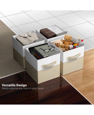 6 Pack 11" Two Tone Foldable Storage Cubes with Handles - Perfect for clothes, toys, books, linens, and more