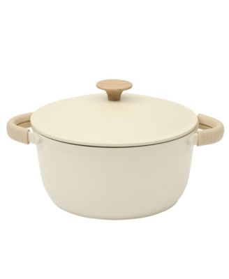 Cast Aluminum 13-Piece Cookware Set – Ceramic Nonstick, Linen White with Wood Handle