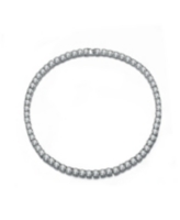 Sterling Silver with 6mm Clear Cubic Zirconia Tennis Necklace - Silver