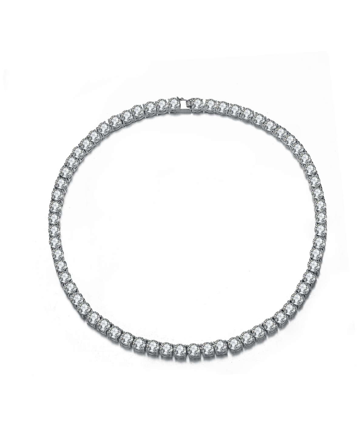 Sterling Silver with 6mm Clear Cubic Zirconia Tennis Necklace - Gold