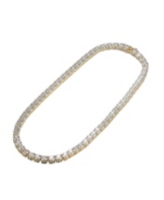 Sterling Silver with 6mm Clear Cubic Zirconia Tennis Necklace - Gold