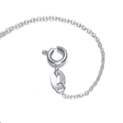 Sterling Silver White Gold Plated with Clear Round Cubic Zirconia Solitaire Necklace