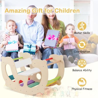 2-in-1 Montessori Rocking Horse and Climbing Arch Toy for Toddlers and Kids