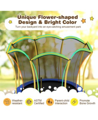 Outdoor Unique Flower Shape Trampoline with Enclosure Net