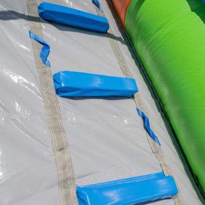 HeroKiddo 12FT Block Party Dual Lane Backload Inflatable Water Slide with Attached Pool & Air Blower, Commercial Grade, PVC Vinyl, Outdoor Play, Backyard Fun, Kids and Adults