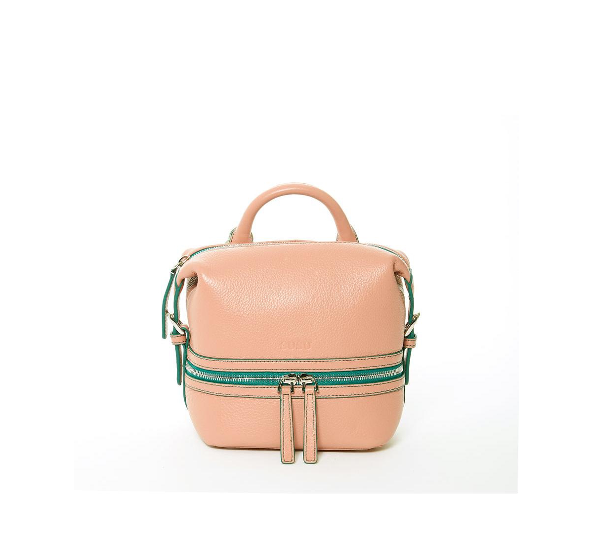 Pink Leather Backpack Purse for Women Convertible Crossbody Bag Medium Size with Front and Back Pockets