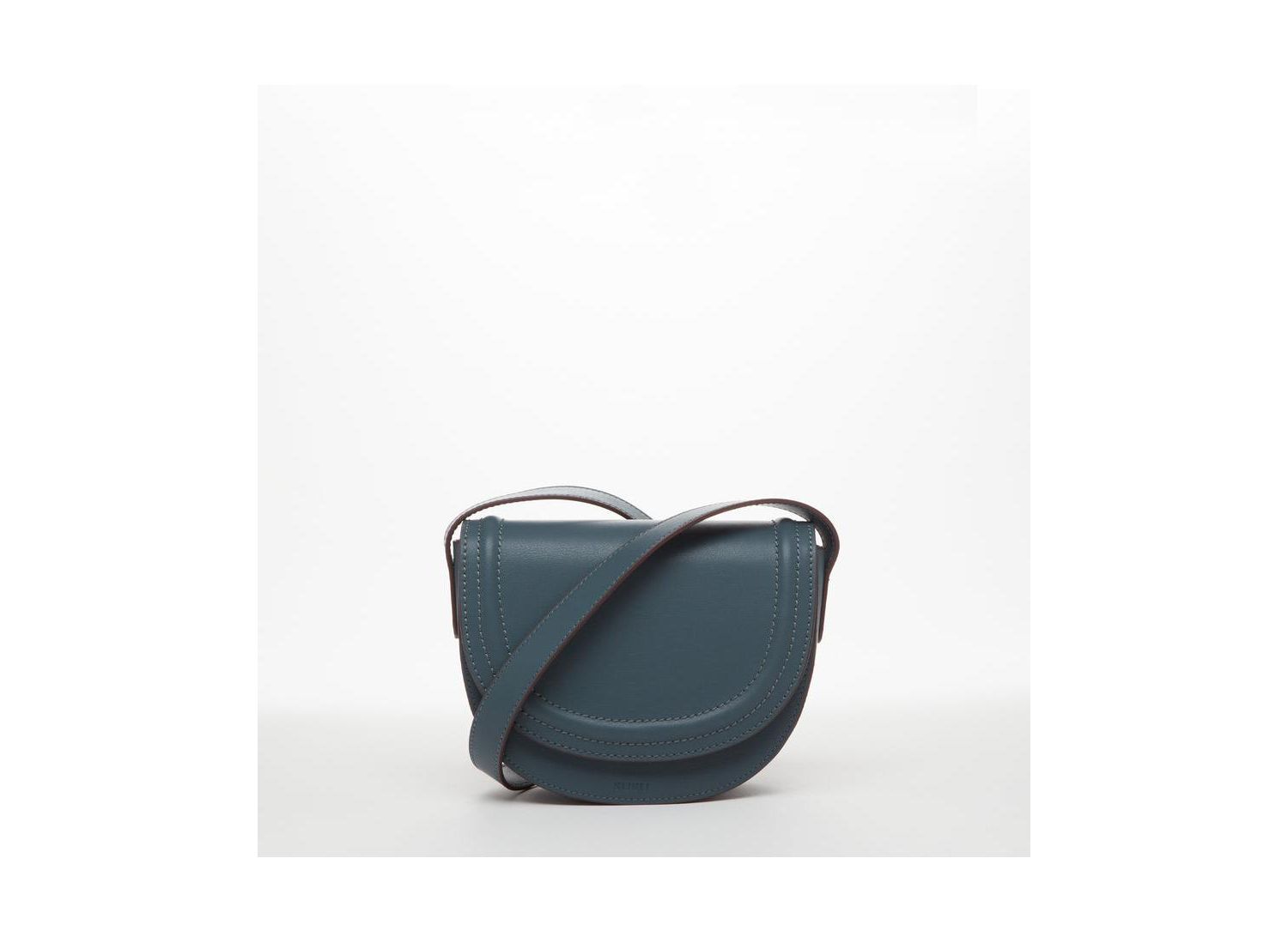 Blue Leather Saddle Bag Women s Crossbody Purse with Flap Closure and Adjustable Strap