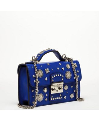 Маленькая кожаная сумка через плечо с заклепками SUSU, кобальтово-синий кошелек, женская сумочка