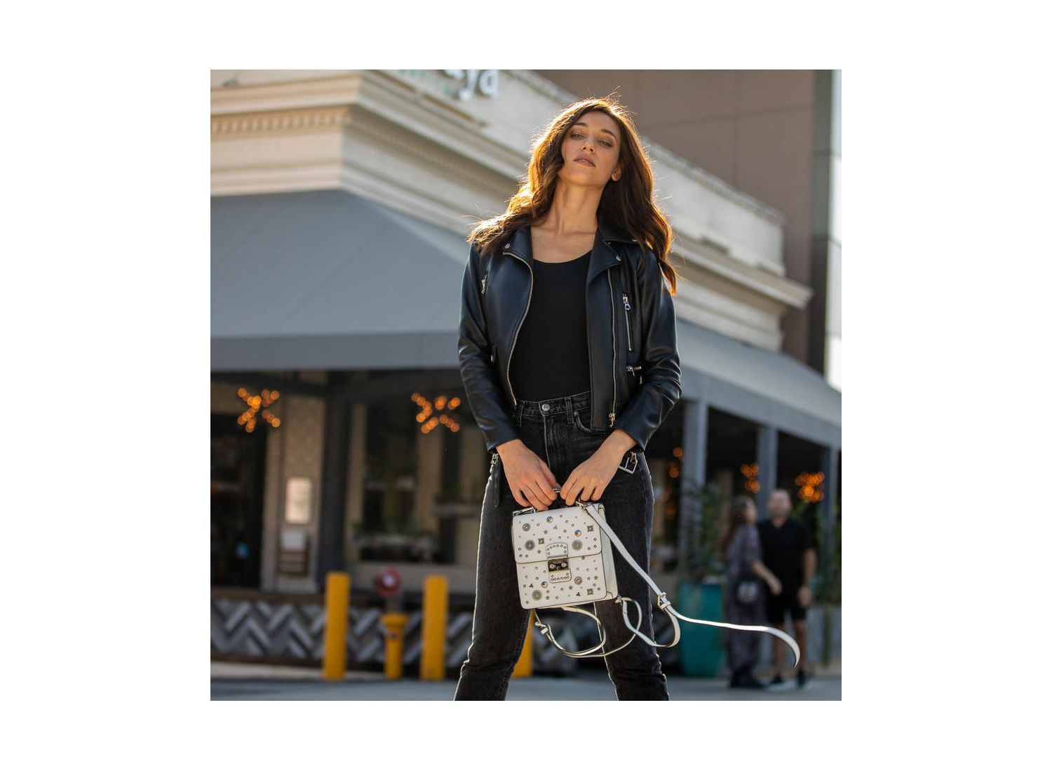 Leather Backpack Purse Convertible Crossbody Bag with Embellishments and Top Handle White Women's Handbag