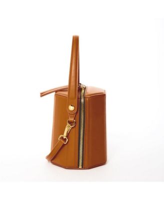 Chocolate Brown Leather Bucket Bag Small Crossbody Purse Women's Handbag