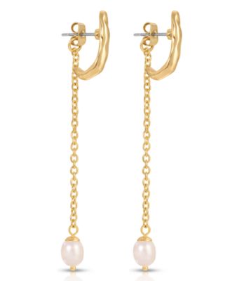 Linear Lux Cultivated Pearl Drop Earrings