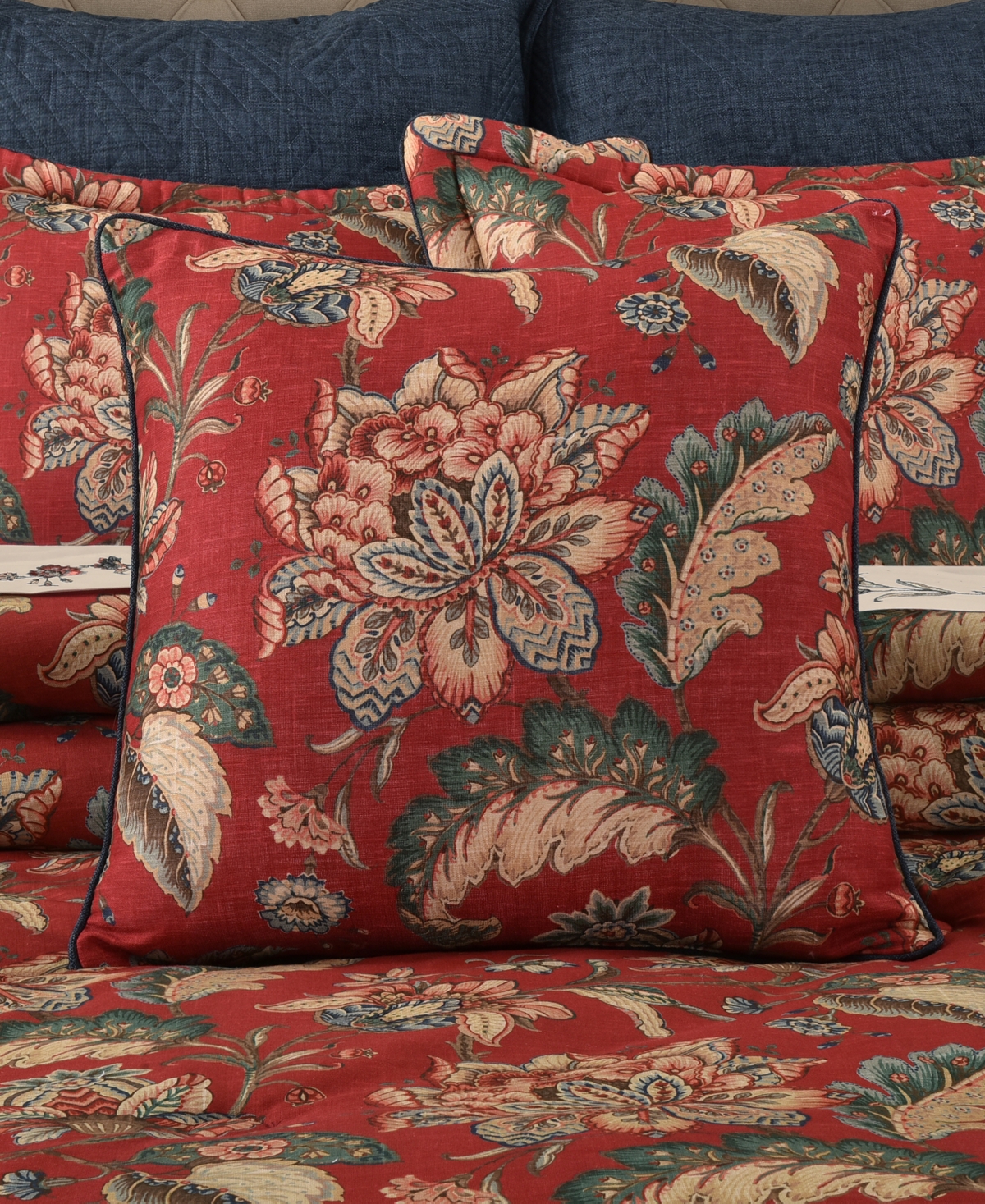 J Queen New York Enchanted Garden Decorative Pillow, 20" X 20" In Red