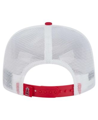 Мужская кепка-бейсболка дальнобойщика New Era красного цвета Los Angeles Angels 9FIFTY с А-образной оправой.