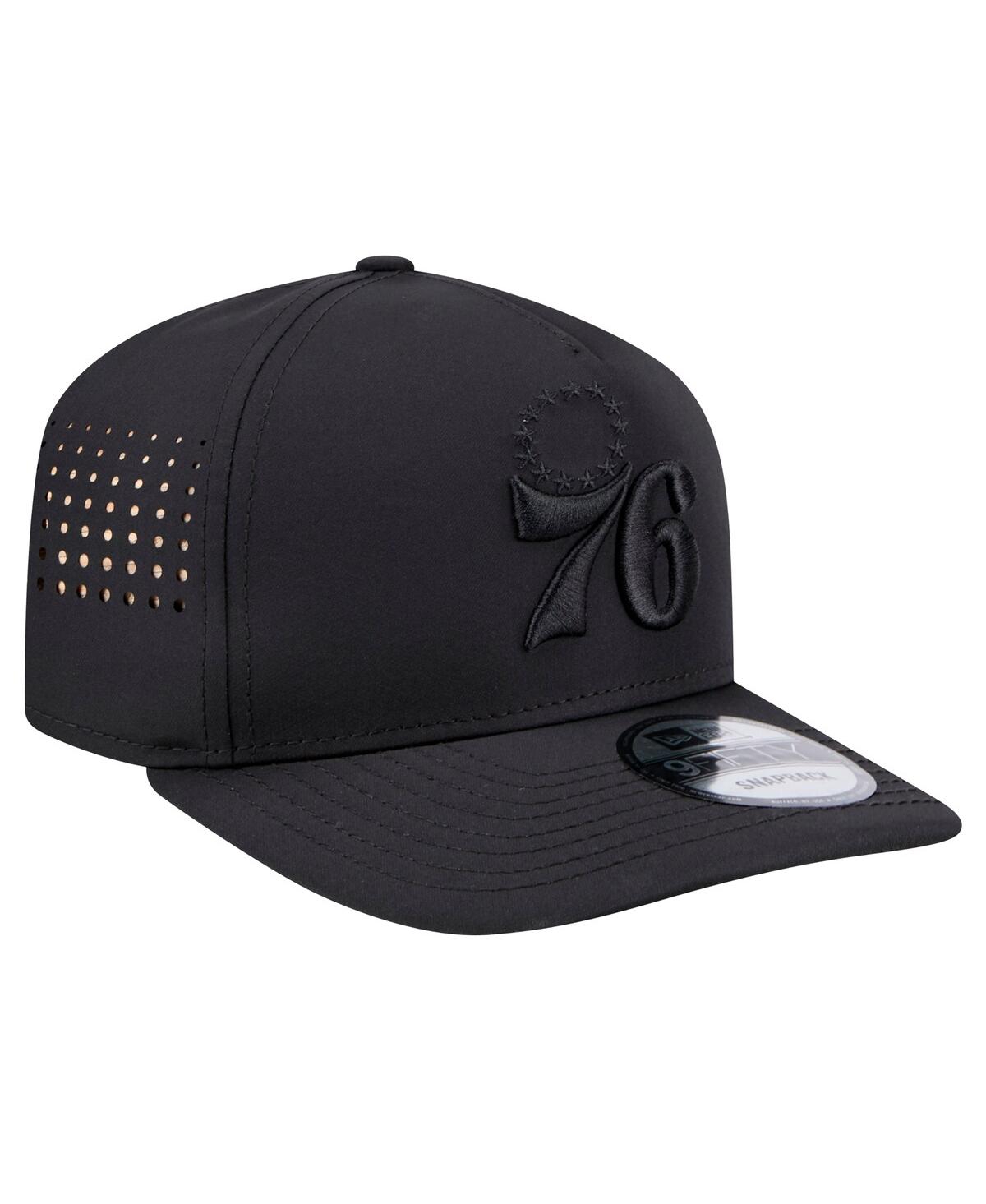 New Era Men's Black Philadelphia 76ers Vented 9fifty A-frame Snapback Hat In Black