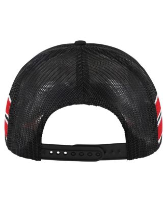 Men's Black Chicago Blackhawks Sideband Stripes Trucker Snapback Hat