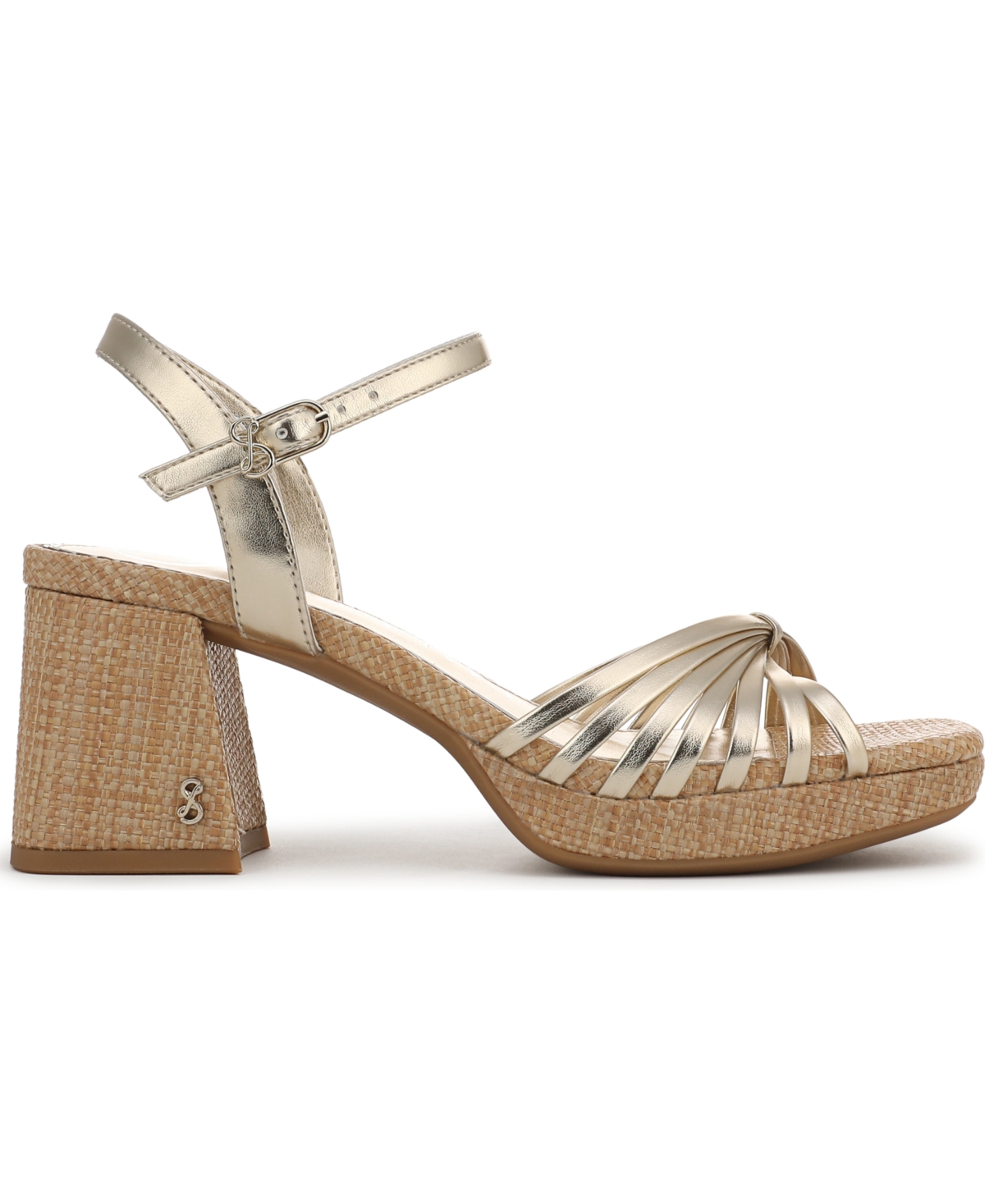 Sam & Libby Women's Lacey Block Heel Strappy Platform Sandals In Soft Gold