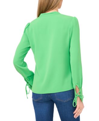 Женская блузка CeCe с длинным рукавом и V-образным вырезом, завязанным бантом