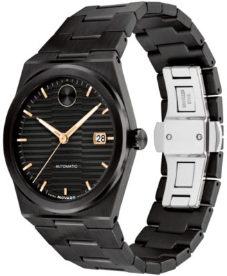 Men's Bold Quest Swiss Automatic Ionic Plated Black Steel Watch, 39mm