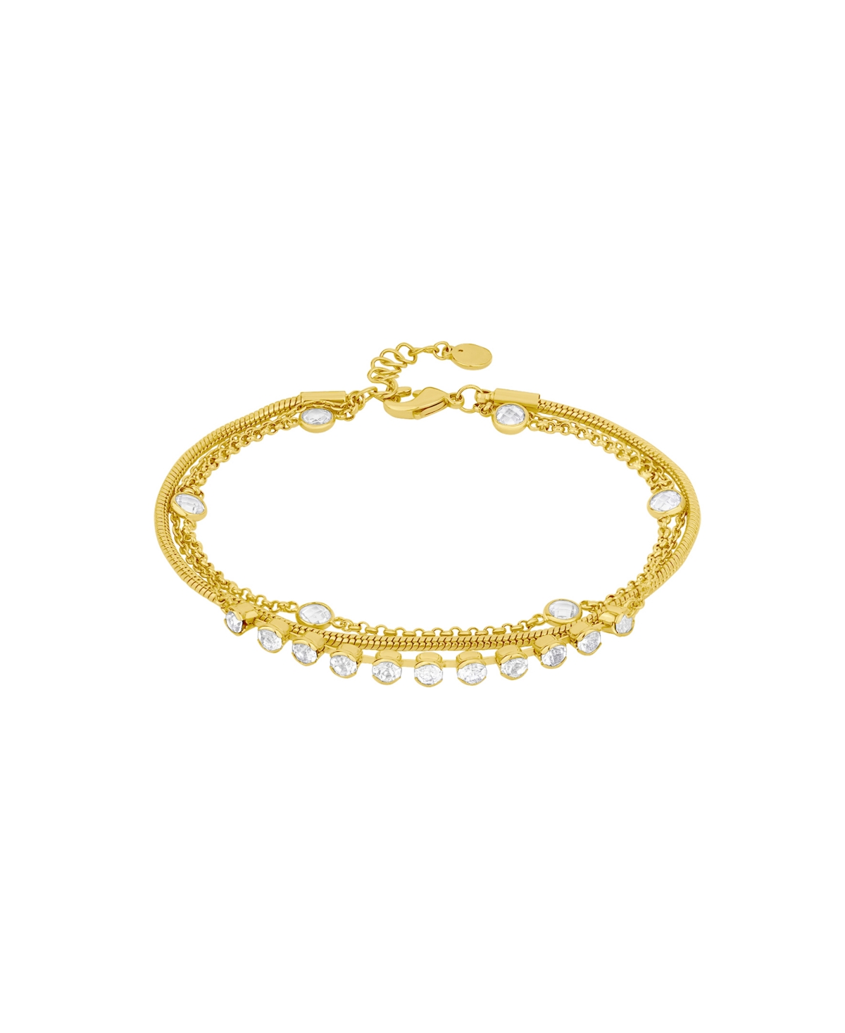 Cubic Zirconia Triple Row Bracelet - Silver