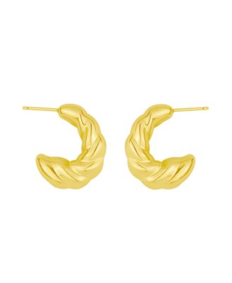 And Now This 18K Gold Plated Twisted Puff C-Hoop Earrings