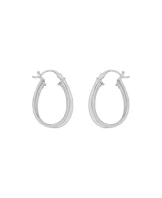 Clear Crystal Double Row Texture Hoop Earrings