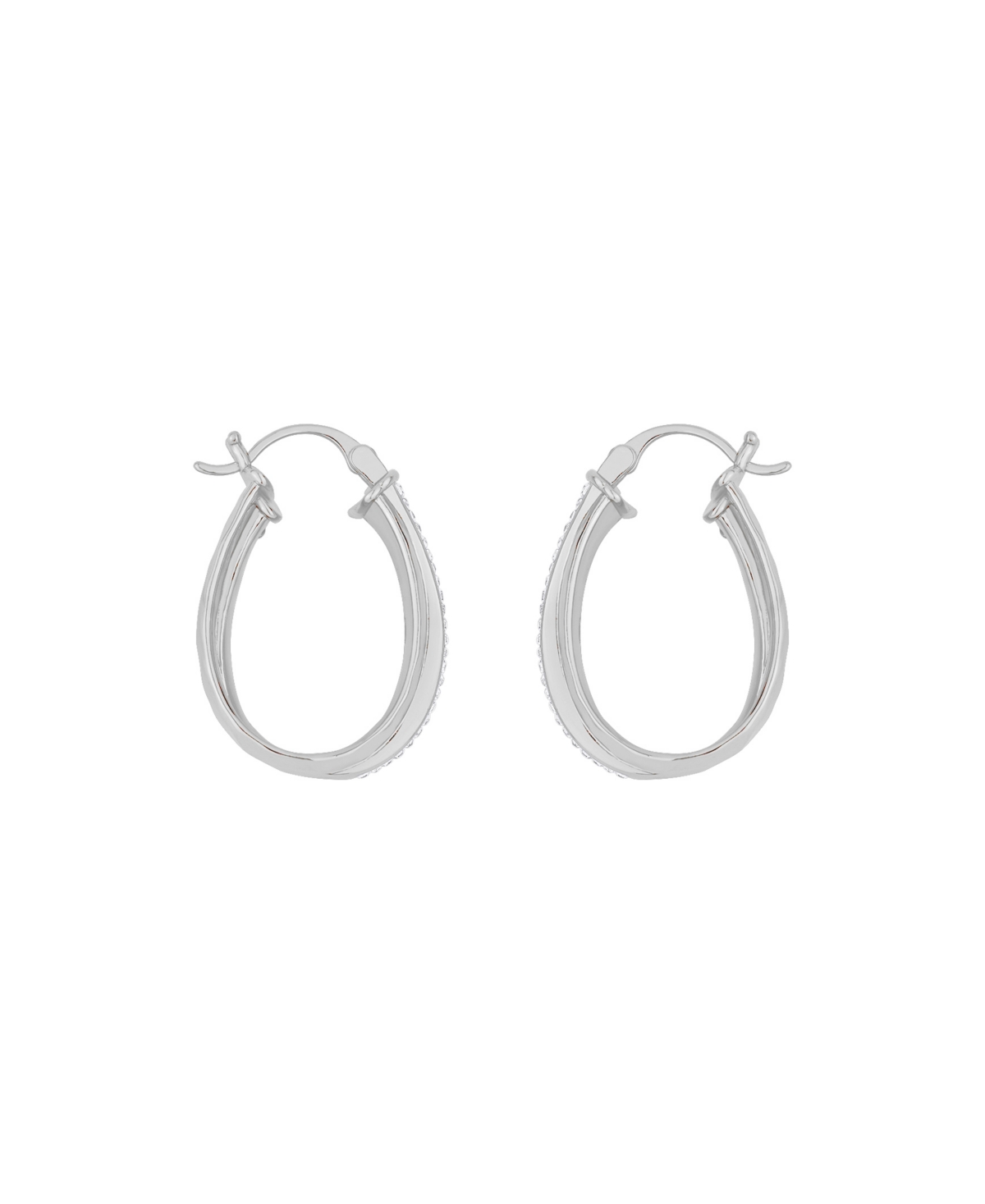 And Now This Clear Crystal Double Row Texture Hoop Earrings In Silver