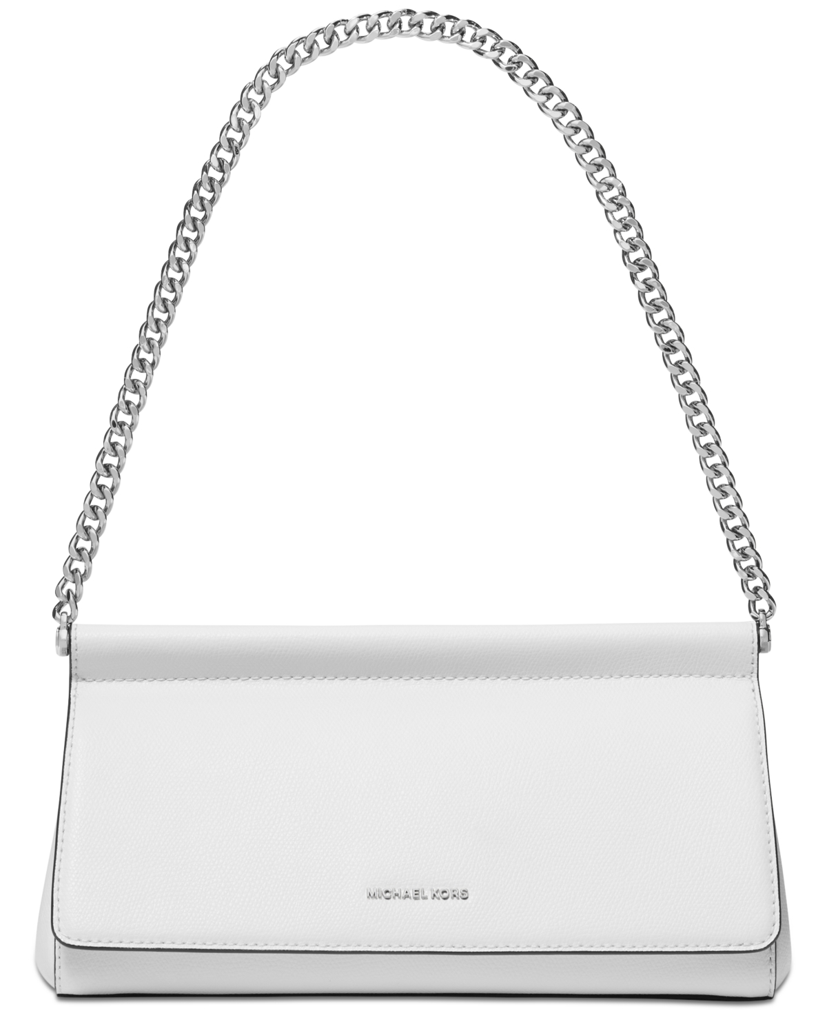 Michael Kors Michael  Carmine Small Leather East West Clutch In Optic White