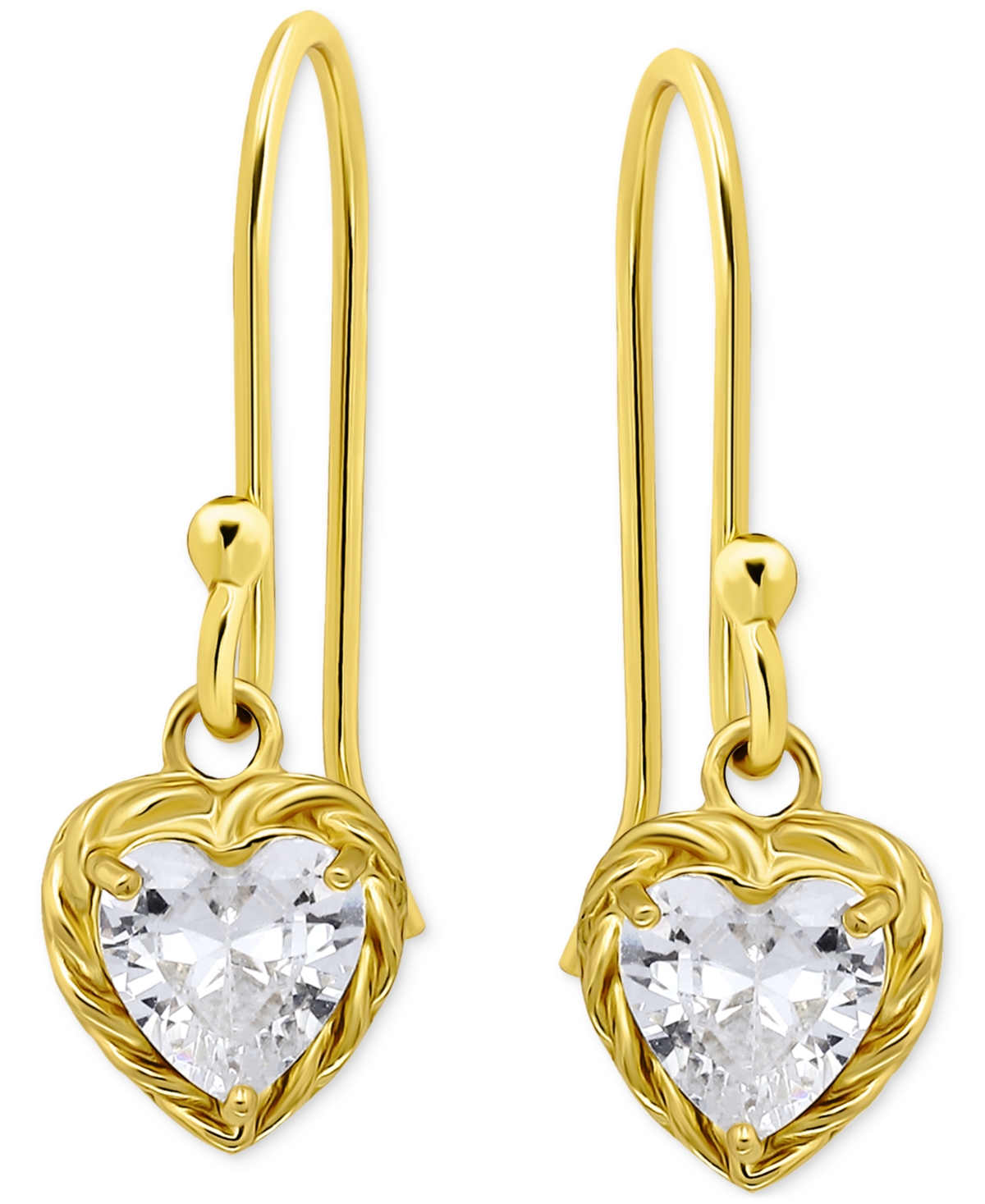 Giani Bernini Cubic Zirconia Heart Drop Earrings, Exclusively At Macy's In Gold