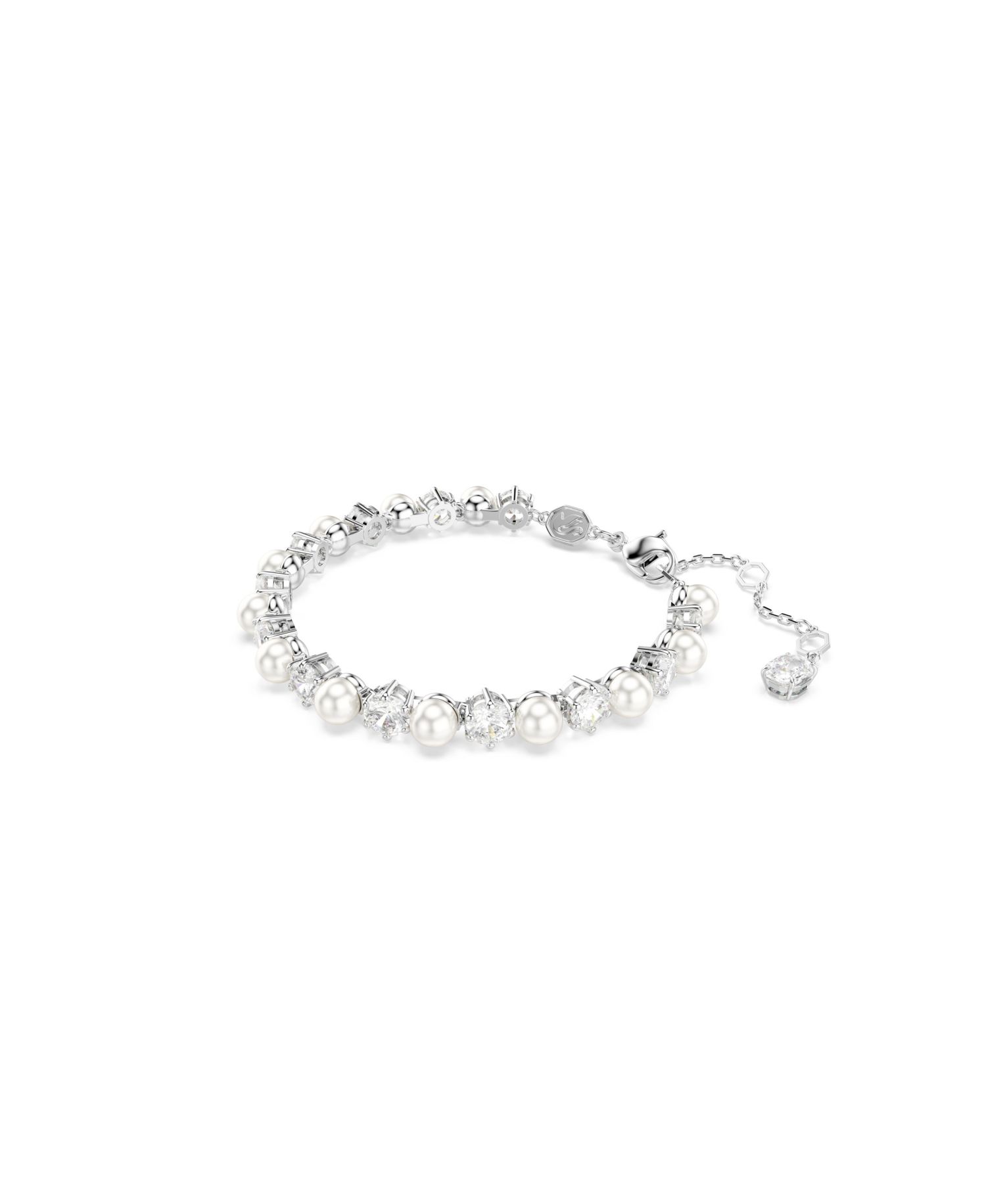 Crystal Cultivated Pearl Round Cut Tennis Bracelet