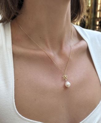 ADORNIA Gold Adjustable Freshwater Cultivated Pearl Bow Necklace 4490₽