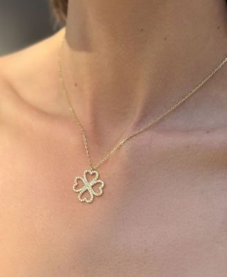 ADORNIA Adjustable Cubic Zirconia Heart-Shaped Pave Clover Necklace 4490₽