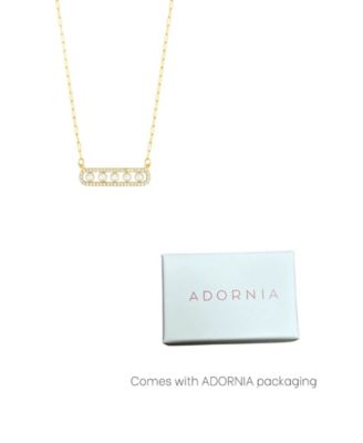 Adjustable Cultivated Pearl Pave Bar Necklace