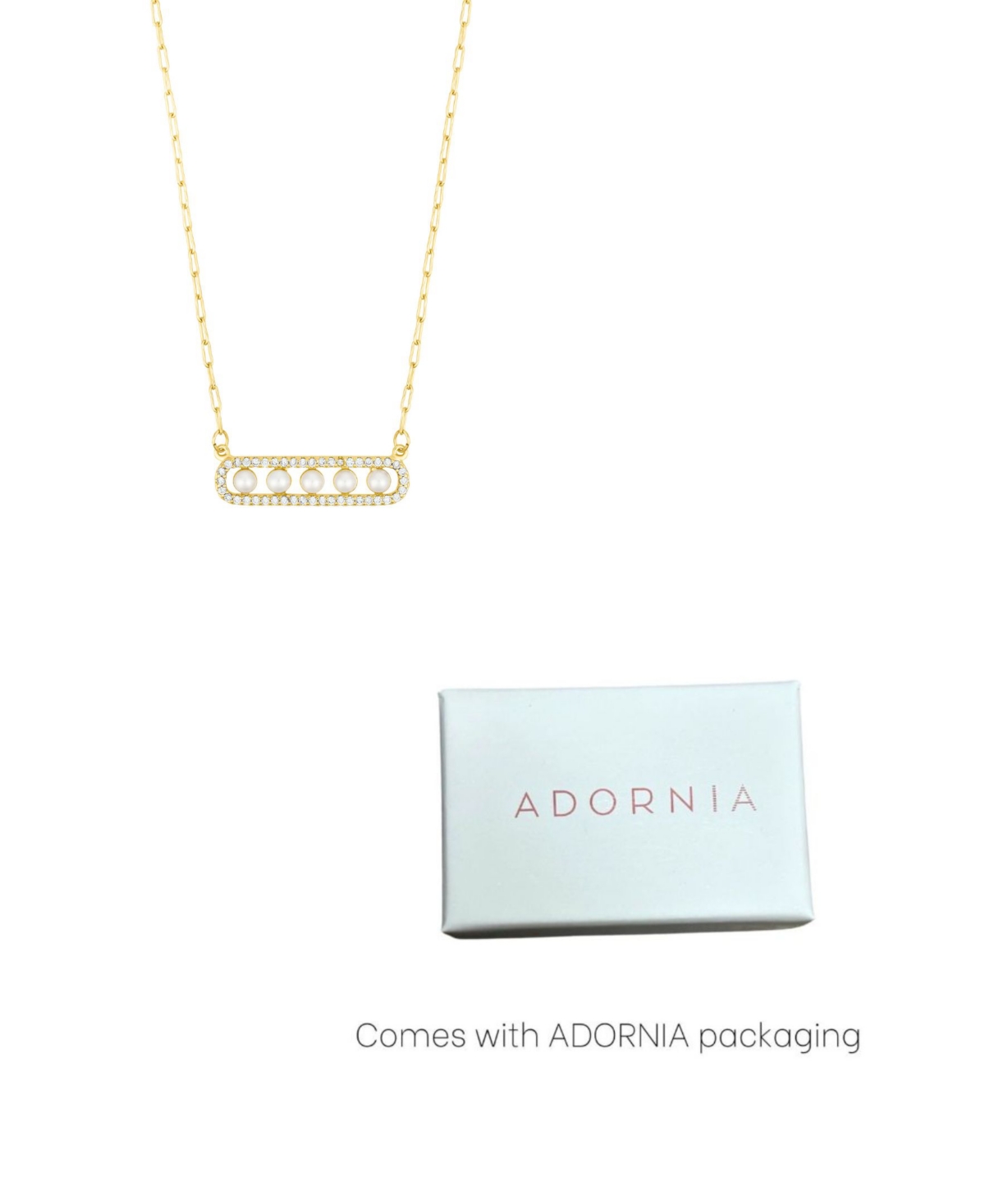 Adornia Adjustable Cultivated Pearl Pave Bar Necklace In Gold