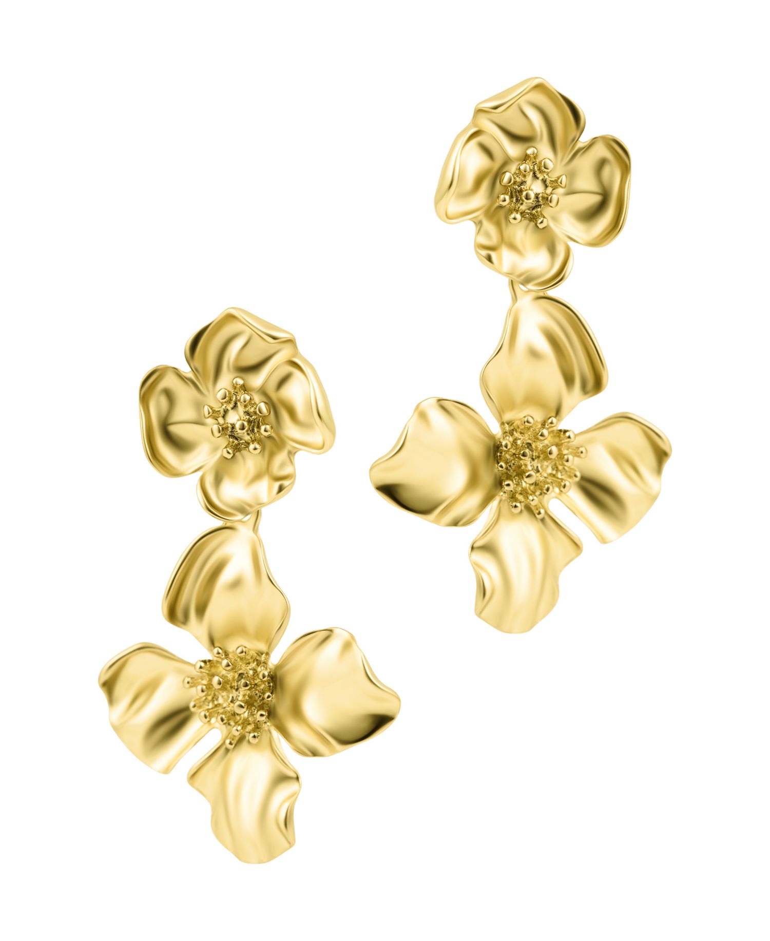 Gold Flower Drop Earrings