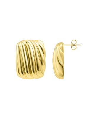 Gold Rectangle Wavy Earrings