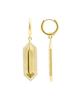 ADORNIA Gold Cubic Zirconia Elongated Hexagon Huggie Earrings 5190₽