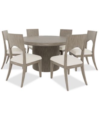 Frandlyn 7pc Dining Set (Round Dining Table + 6 Side Chairs)