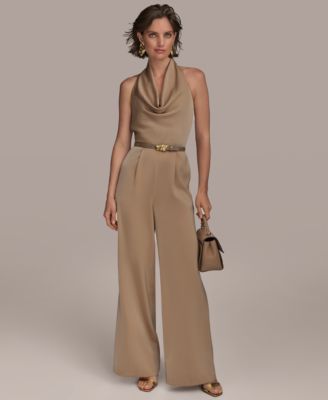 Women's Cowl-Neck Satin Jumpsuit 