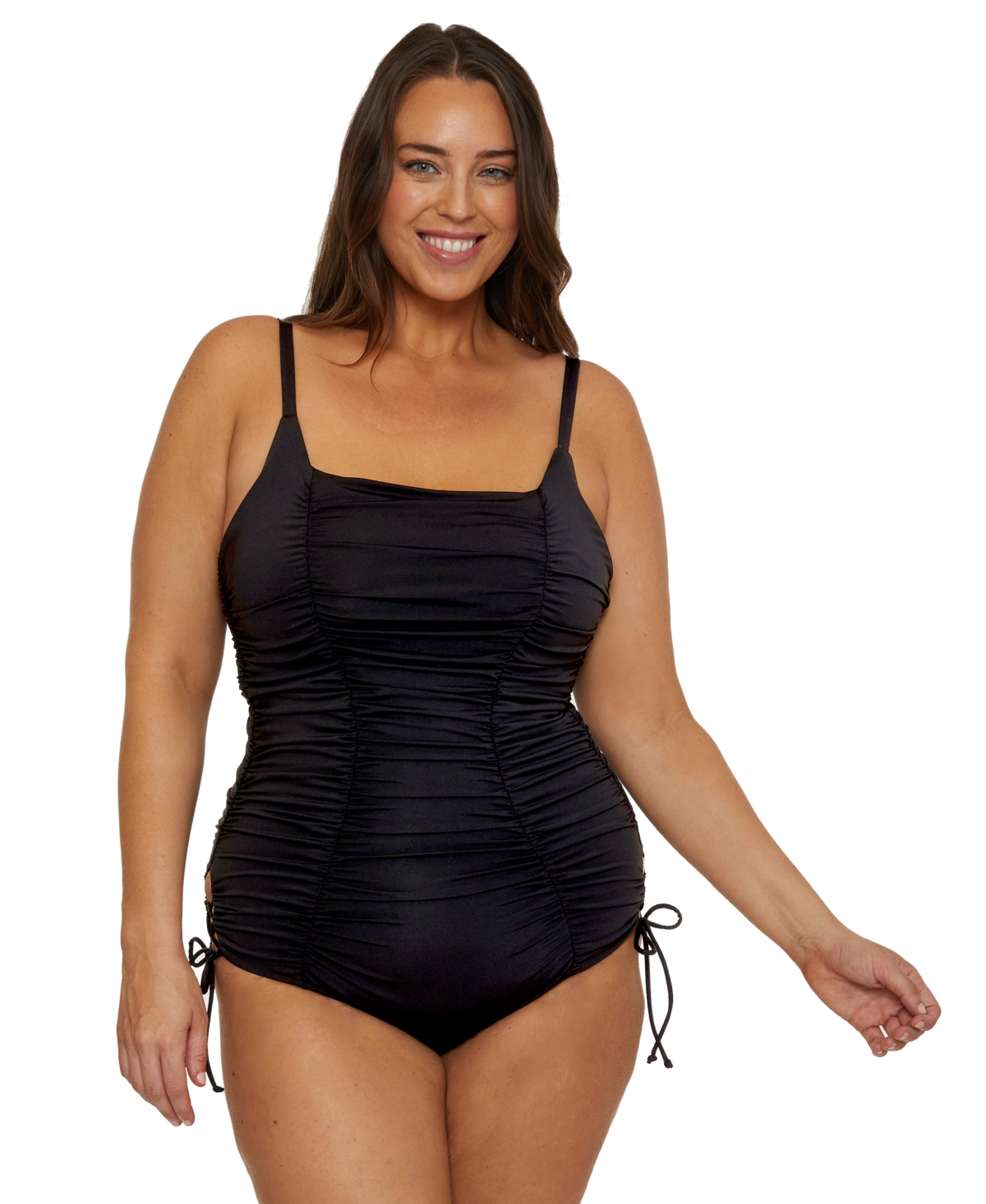 Women's Color Code Shirred One-Piece Swimsuit - Black