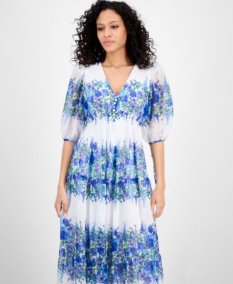 Женское платье с V-образным вырезом и приталенной талией от Taylor с принтом