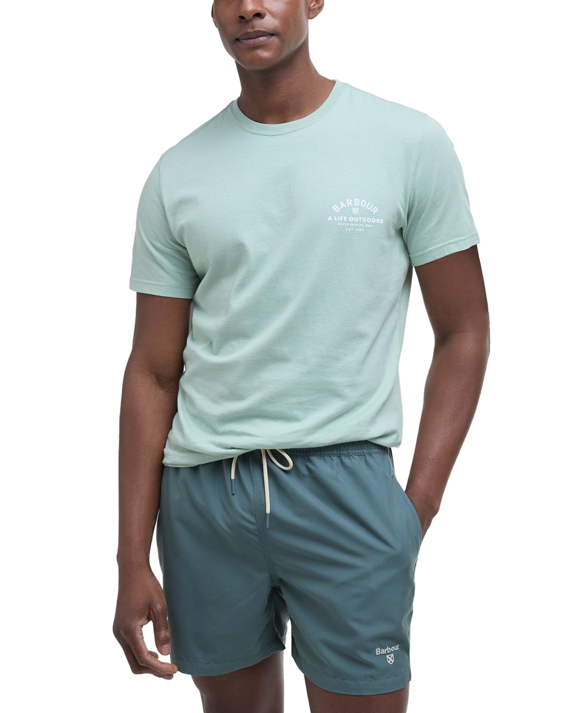 Barbour Staple Logo 5 Swim Shorts In Vintage Teal