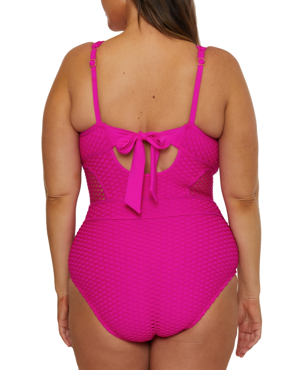 Becca Etc Plus Size Castaway Textured One-piece Swimsuit In Azalea