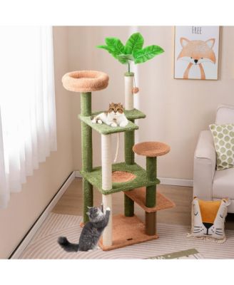 60'' Cat Tree for Indoor Cats Cute Cat Tower w/ Sisal Scratching Posts & Rope
