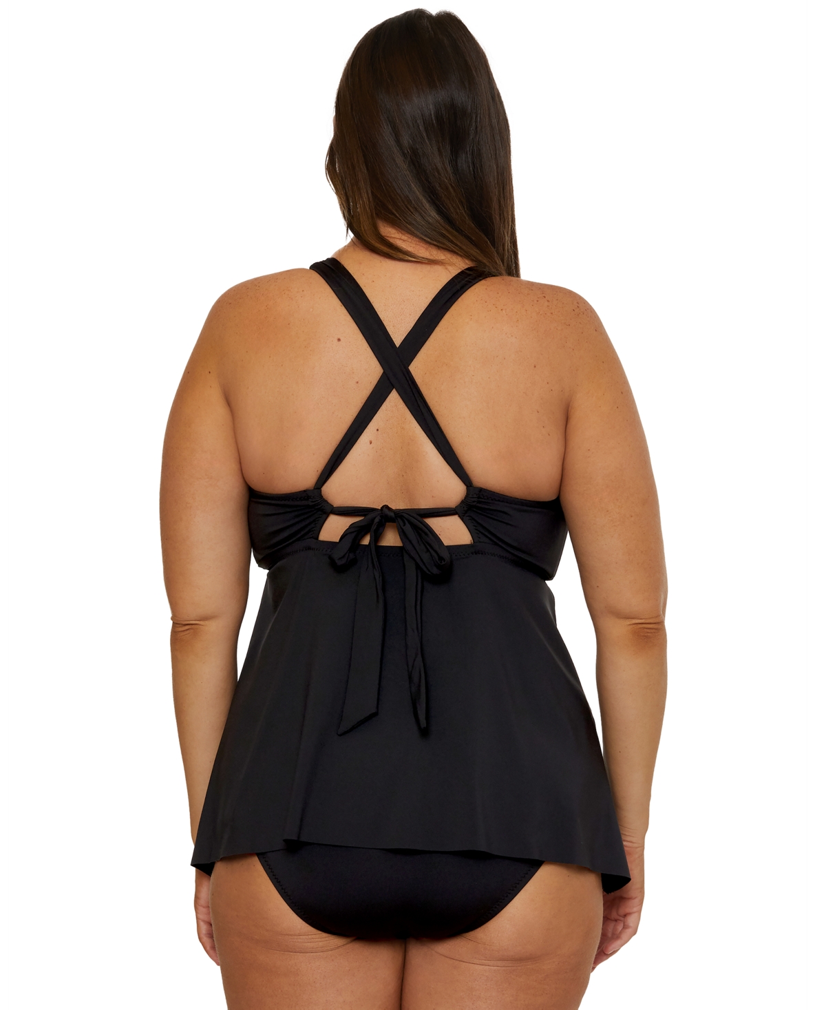 Shop Becca Etc Plus Size Marble Canyon High Waist Bikini Bottoms In Black
