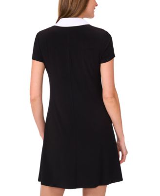 Petite Spread-Collar Short-Sleeve Shift Dress