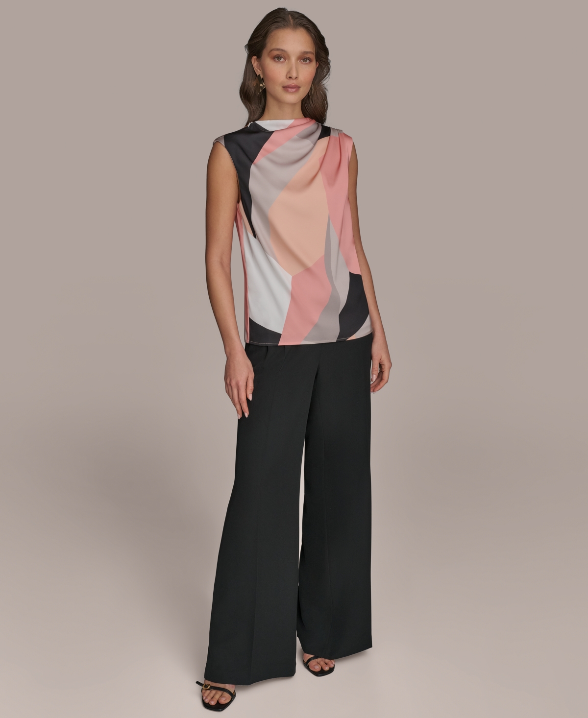 Shop Donna Karan Women's Sleeveless Printed Top In Spring Melon Mlt