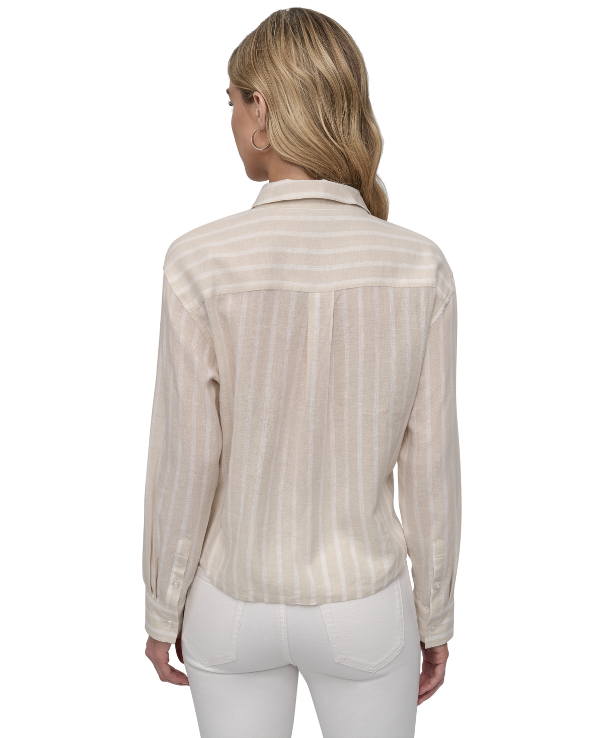 DKNY JEANS WOMEN'S CROPPED LONG-SLEEVE SHIRT 
