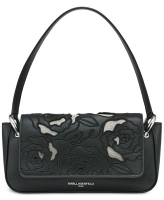 KARL LAGERFELD PARIS - Monet Floral Embroidery Small Leather Shoulder Bag