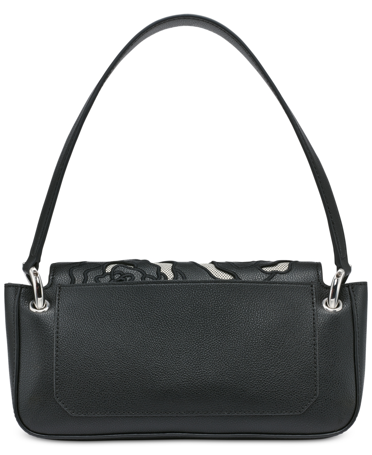 Karl Lagerfeld Monet Floral Embroidery Small Leather Shoulder Bag In Black Cutout