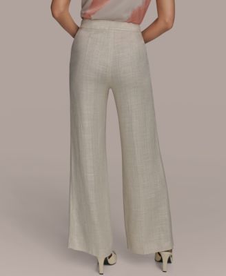 Женские брюки из льняной смеси Donna Karan New York с широкими штанинами